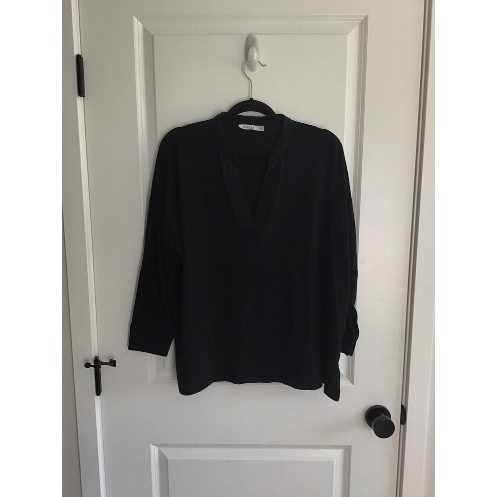 MERSEA One Size Fits All OS Amelia Tee T-Shirt Top Boxy Fit Cotton Black